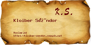 Kloiber Sándor névjegykártya